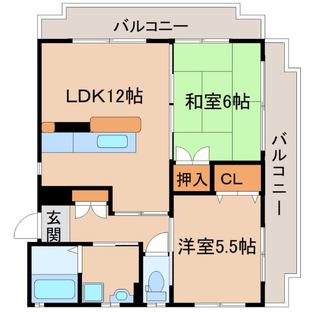 ピアパークII(2LDK/2階)の間取り写真