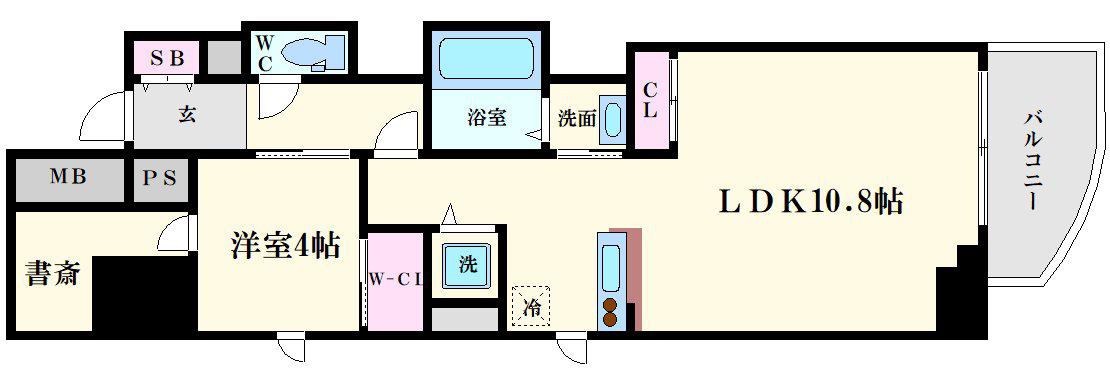セレニテフラン本町(1SLDK/13階)の間取り写真