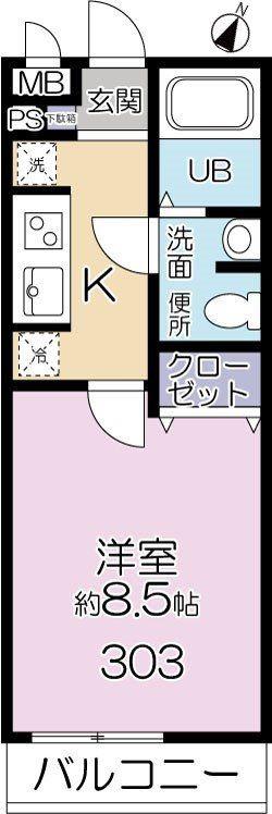 リトルフォレスト(1K/3階)の間取り写真