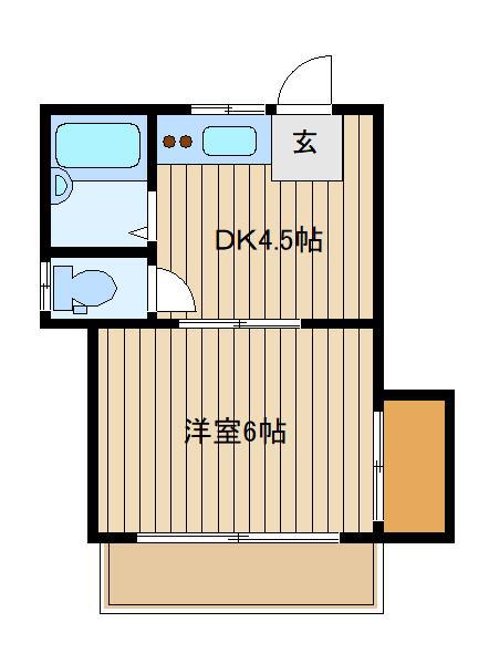 サンハイム(1DK/2階)の間取り写真