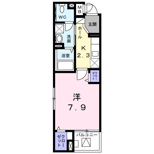 ルミソラーレ(1K/3階)の間取り写真