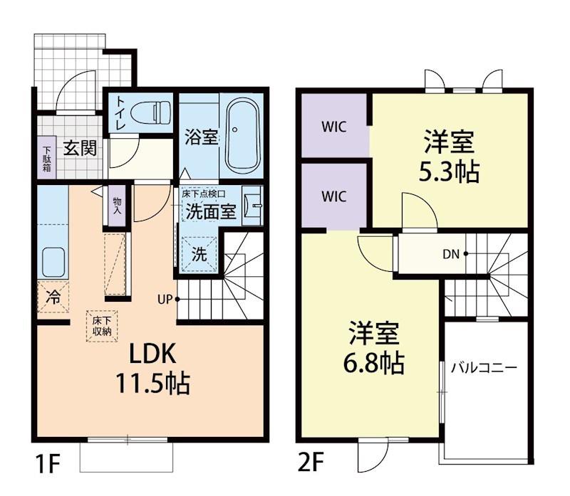 12/15日光市今市テラスハウス A(2LDK/1階)の間取り写真