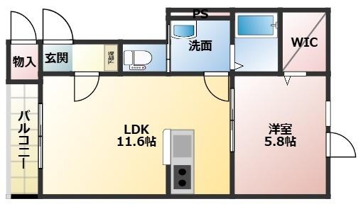 パルファンII(1LDK/1階)の間取り写真
