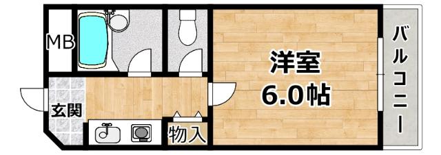 パシフィック北野(1K/3階)の間取り写真