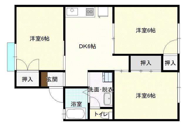 第一朝日コーポ(3DK/1階)の間取り写真