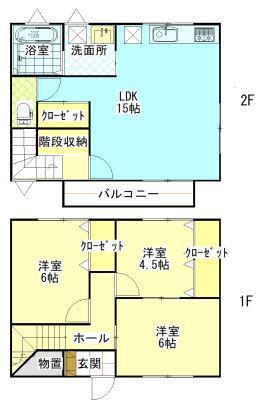 ライフキャップ旭南(3LDK/1階)の間取り写真