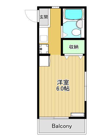 ハイツ高瀬(ワンルーム/1階)の間取り写真