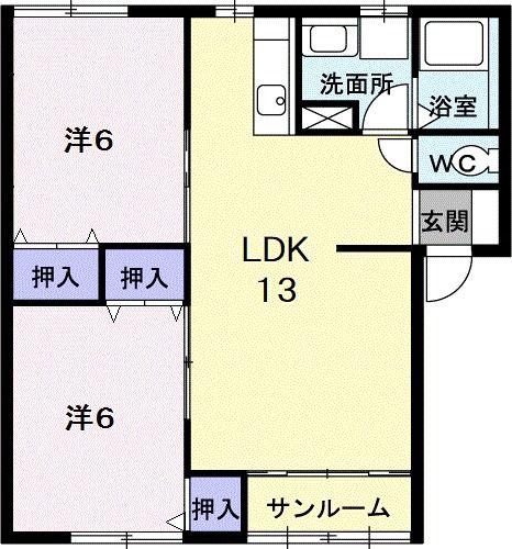 クレストール610(2LDK/1階)の間取り写真