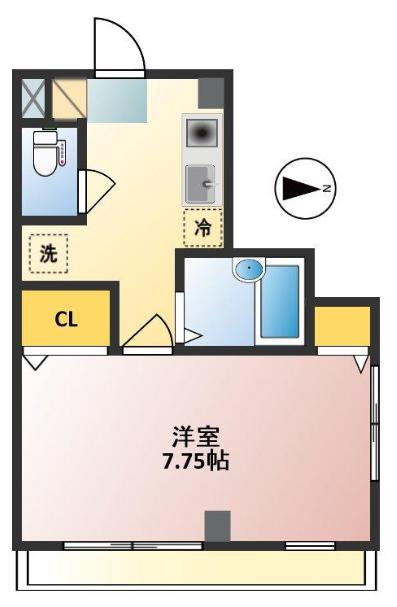 フロンティア(1K/3階)の間取り写真