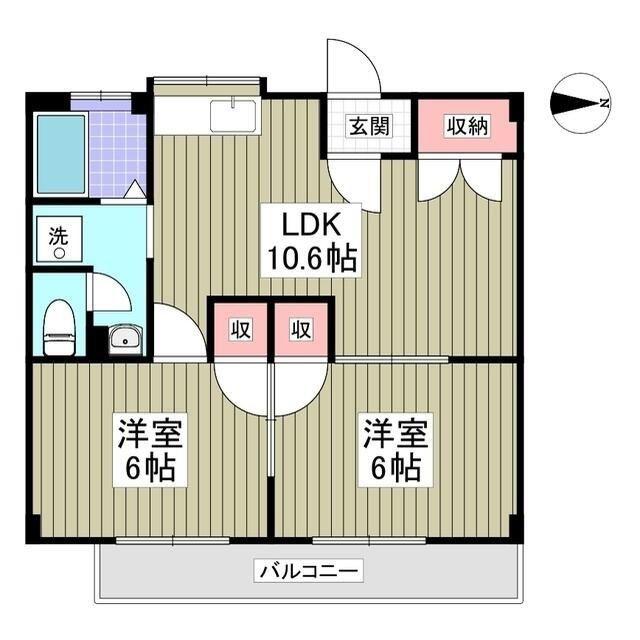 筑波レジデンス(2LDK/1階)の間取り写真