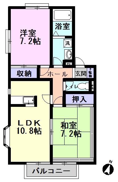 グレース稔台III(2LDK/2階)の間取り写真