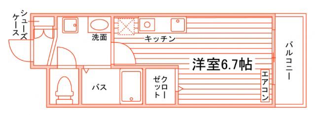 KATSURAGI VILLE D棟(ワンルーム/3階)の間取り写真
