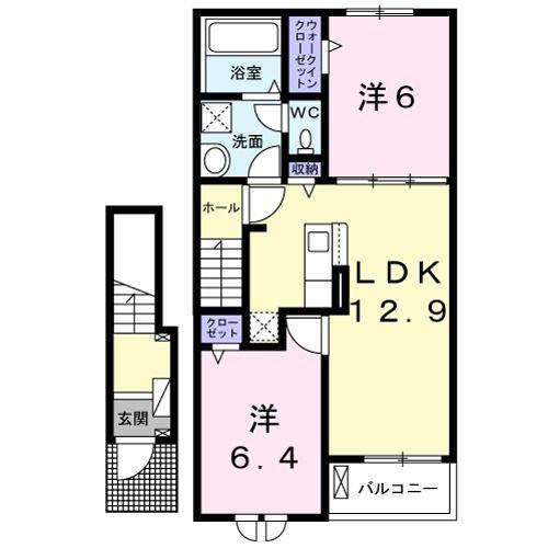 リヴァブル II(2LDK/2階)の間取り写真