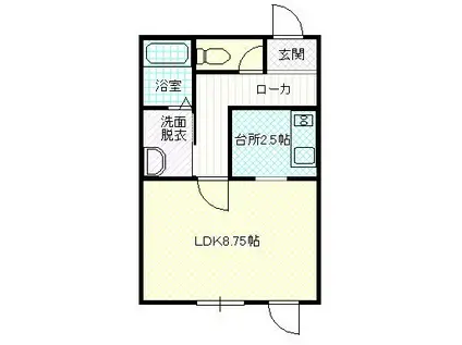 レジデンスCHU2(1K/1階)の間取り写真