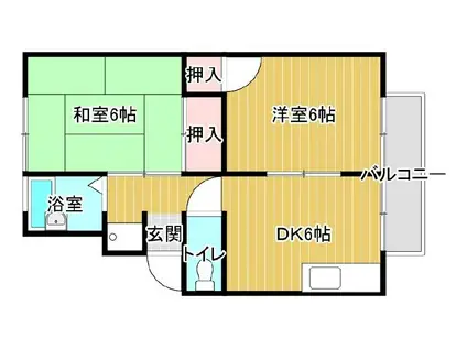 スカイコーポおち(2DK/2階)の間取り写真