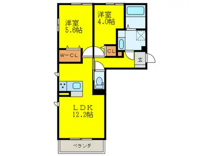 西鉄天神大牟田線 雑餉隈駅 徒歩4分 3階建 築7年(2LDK/1階)の間取り写真