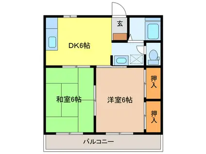 宇賀神ハイツ(2DK/2階)の間取り写真