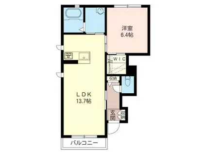 カーサベルデ(1LDK/1階)の間取り写真