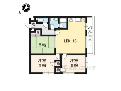 パラッツォ桂(3LDK/3階)の間取り写真