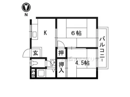 園田ハイムB棟(2DK/2階)の間取り写真