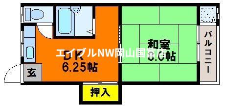 藤井アパート(1DK/1階)の間取り写真