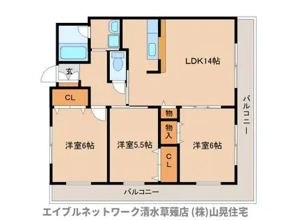 ジューダンブルクII(3LDK/1階)の間取り写真