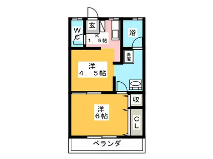 メゾン大澤(2K/2階)の間取り写真
