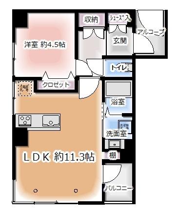 SAWAビル(1LDK/2階)の間取り写真