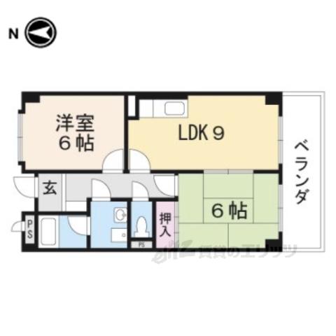 ネオミレニアム(2LDK/1階)の間取り写真