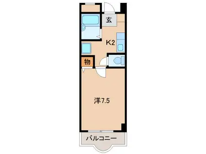 グランメール三葛(1K/2階)の間取り写真