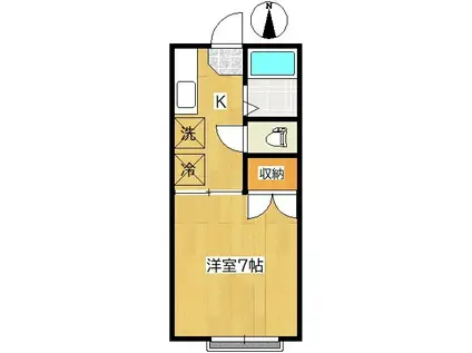 松川ハイツ(1K/2階)の間取り写真