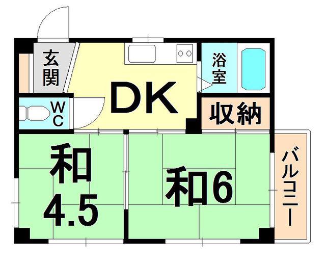 サンパレス21甲子園(2DK/3階)の間取り写真
