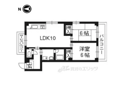 クレスト桂坂(2LDK/3階)の間取り写真
