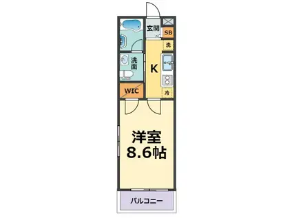 カーヨパレス鳴尾(1K/2階)の間取り写真