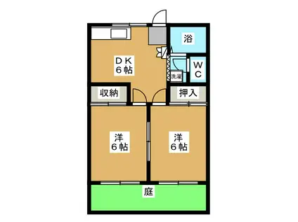 コーポカサイ(2DK/1階)の間取り写真