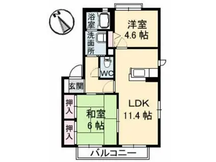 バリュージュ金沢 C棟(2LDK/2階)の間取り写真