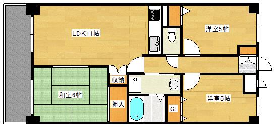 コンツェルトパーク古江(2SLDK/5階)の間取り写真