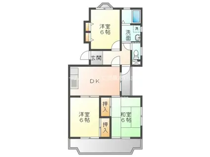 ベルハイムOKADA(3DK/1階)の間取り写真