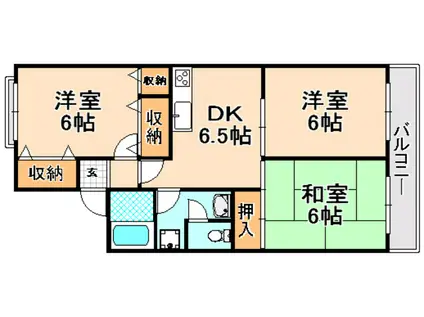 メゾンファミーユ(3DK/1階)の間取り写真