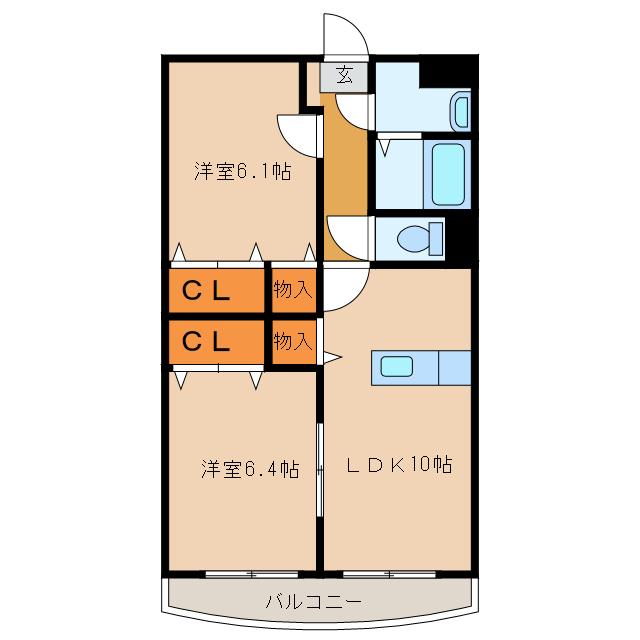 オリーブコート(2LDK/2階)の間取り写真