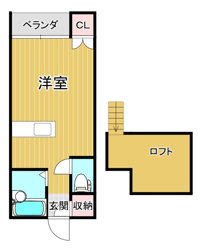 メゾンシャトン(ワンルーム/2階)の間取り写真