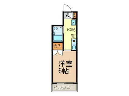ドムス駒沢(1K/2階)の間取り写真