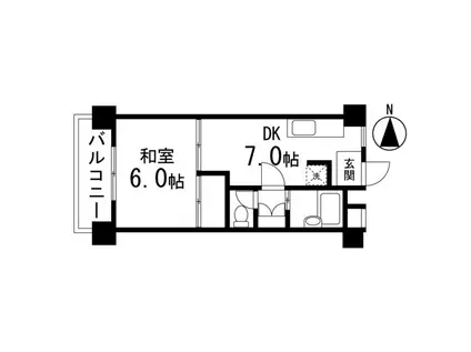 サンハイツ柏木(ワンルーム/6階)の間取り写真