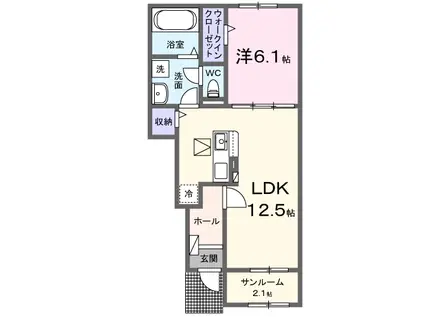 CASA PLACIDO DK(1LDK/1階)の間取り写真