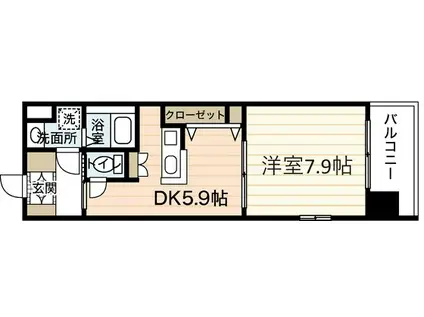 グラビスコート八丁堀(1DK/12階)の間取り写真