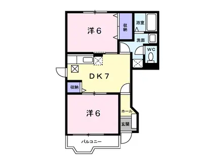 カスカータI(2DK/1階)の間取り写真