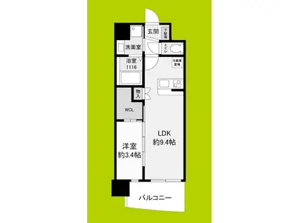 セレニテ江坂ミラク(1LDK/10階)の間取り写真