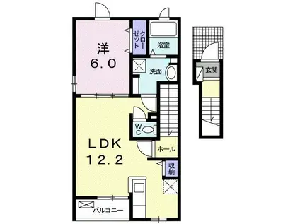 羽島1丁目アパート(1LDK/2階)の間取り写真