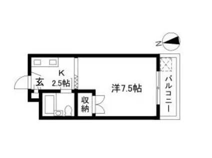 ヤマト青葉台ハウス(1K/2階)の間取り写真