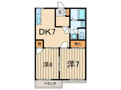 タマミハイツII(2DK/2階)の間取り写真